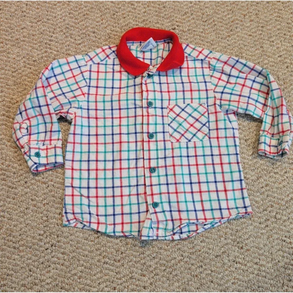 Vintage OshKosh B'Gosh Button Up Shirt 3T Collared Striped USA Cotton